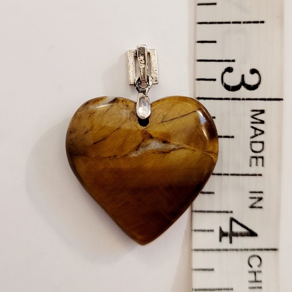 NWOT Tiger's Eye heart pendant - Picture 3 of 7